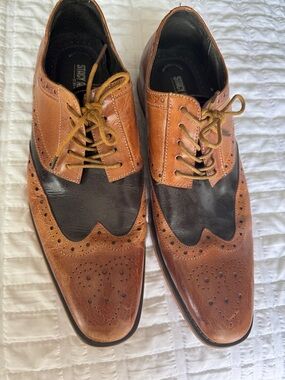 Stacy Adams Two-Tone Brown and Black Wingtip Derbys